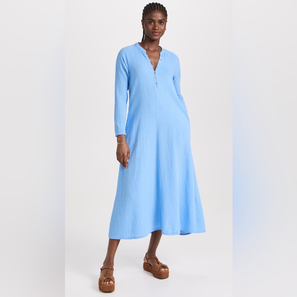 XiRENA Tabitha Dress – Light Blue Gauze Long Sleeve Midi, XS, EUC